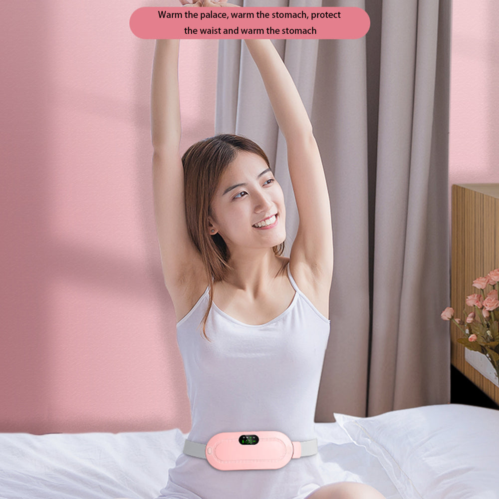 Pink or White USB Charging Menstrual Smart Heating Pad with 3-Speed Heating + 4-Speed Vibration